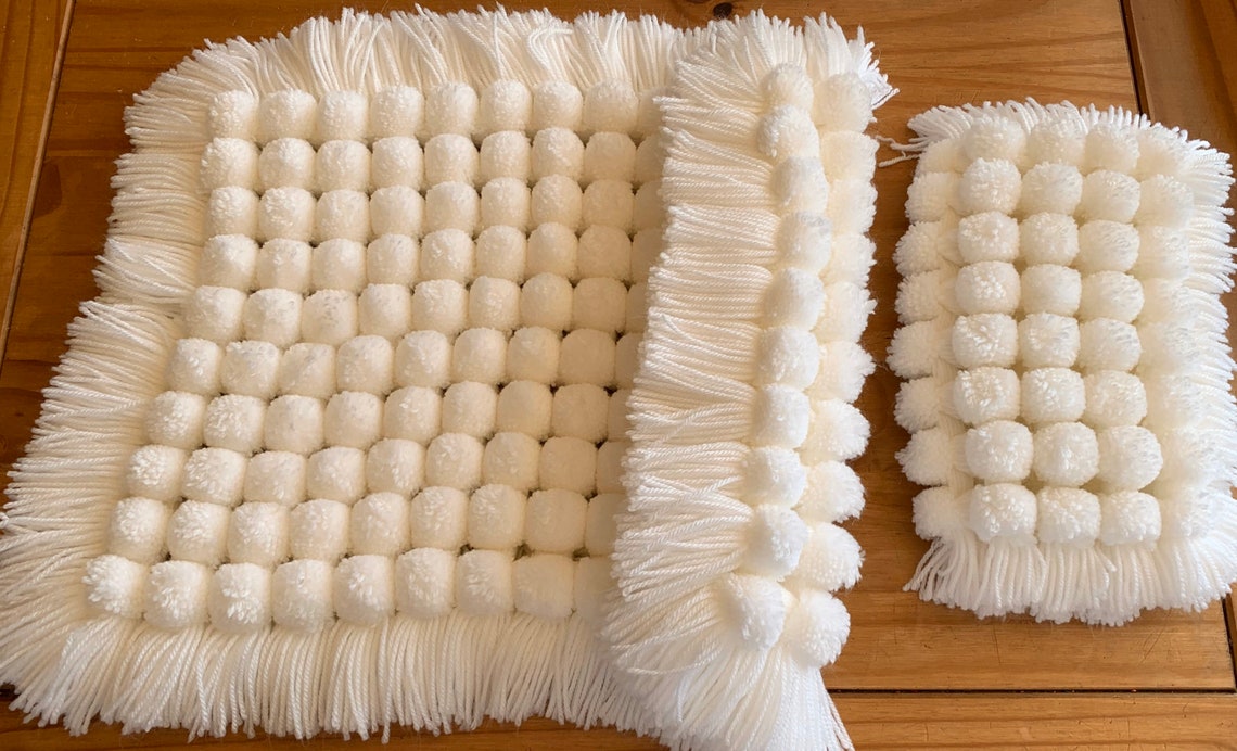 Dolls pram Pom Pom blanket and pillow set Etsy