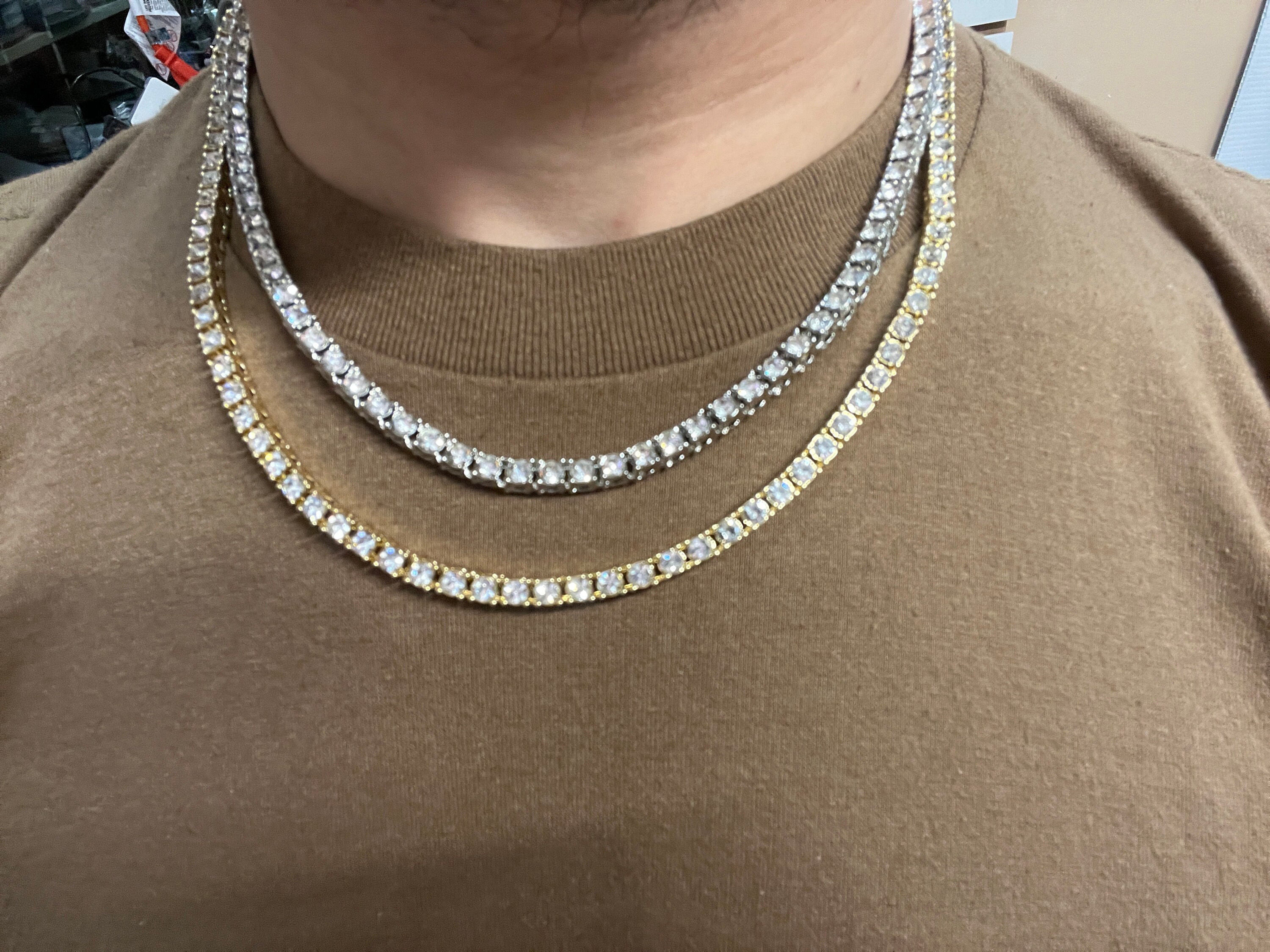 Mens Tennis Chain Diamond CZ Necklace 
