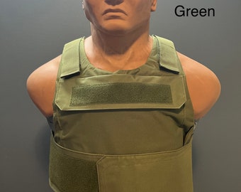 Green Low Profile Thin Bulletproof Tactical Vest With Plates Level 3A IIIA