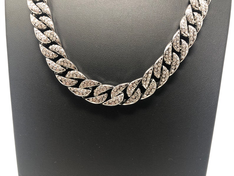 Mens Silver Color miami cuban link chain with ICED OUT cuban Etsy