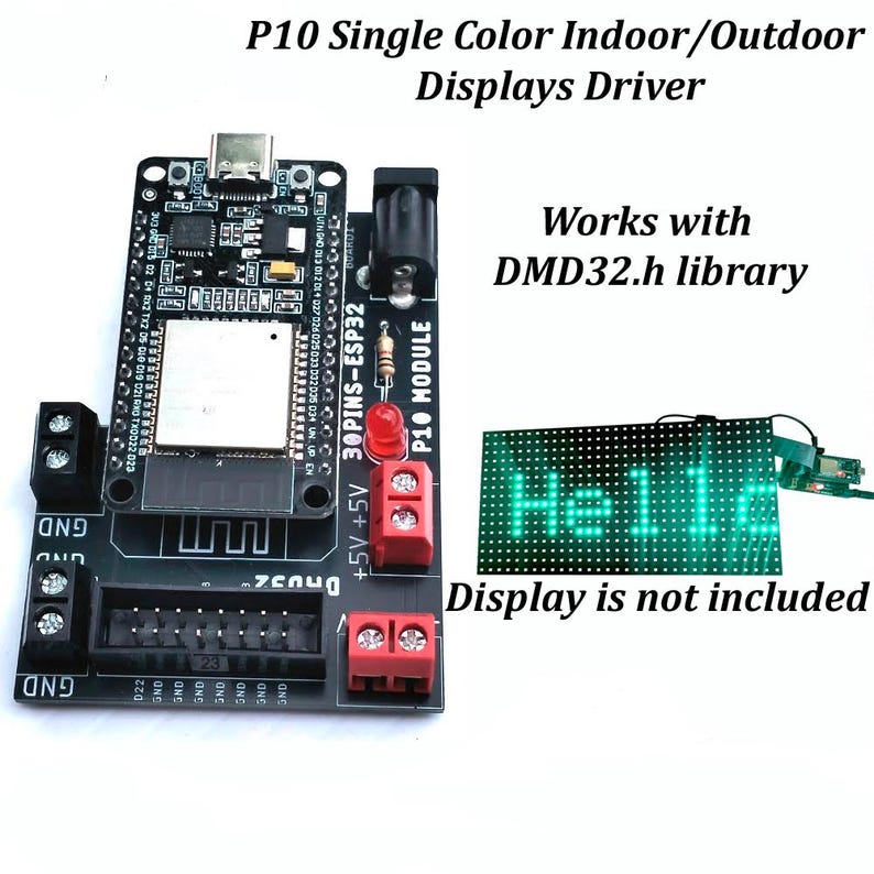 30 Pins ESP32 Module for P10 INDOOR OUTDOOR Matrix Display 32x16cm + AU ...