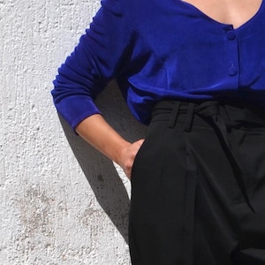 Royalblaue stretch Strickjacke,Bluse.Grösse L