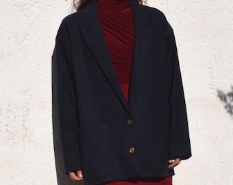 Vintage navy blue 100% pure new wool blazer,jacket.one size