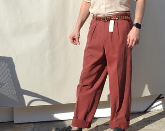Christian Dior new stock 80s/90s terracotta red pleated denim pants.size 44