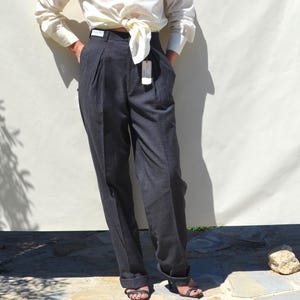 Christian Dior vintage dark blue/multi color jacquard high waist pleated pants