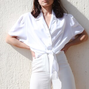 womens white button down tie front shirt
