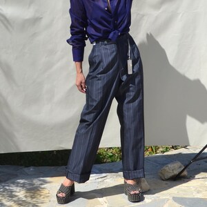 Christian Dior Vintage 80s/90s Gray-blue Jacquard Striped High