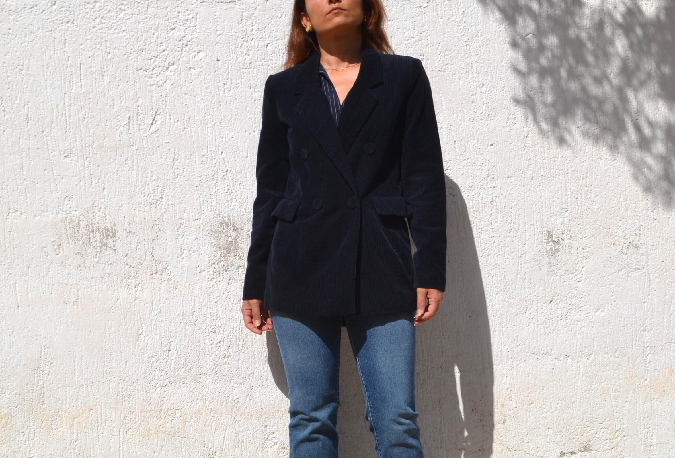 Vintage blue nautical style corduroy blazer.jacket.size s