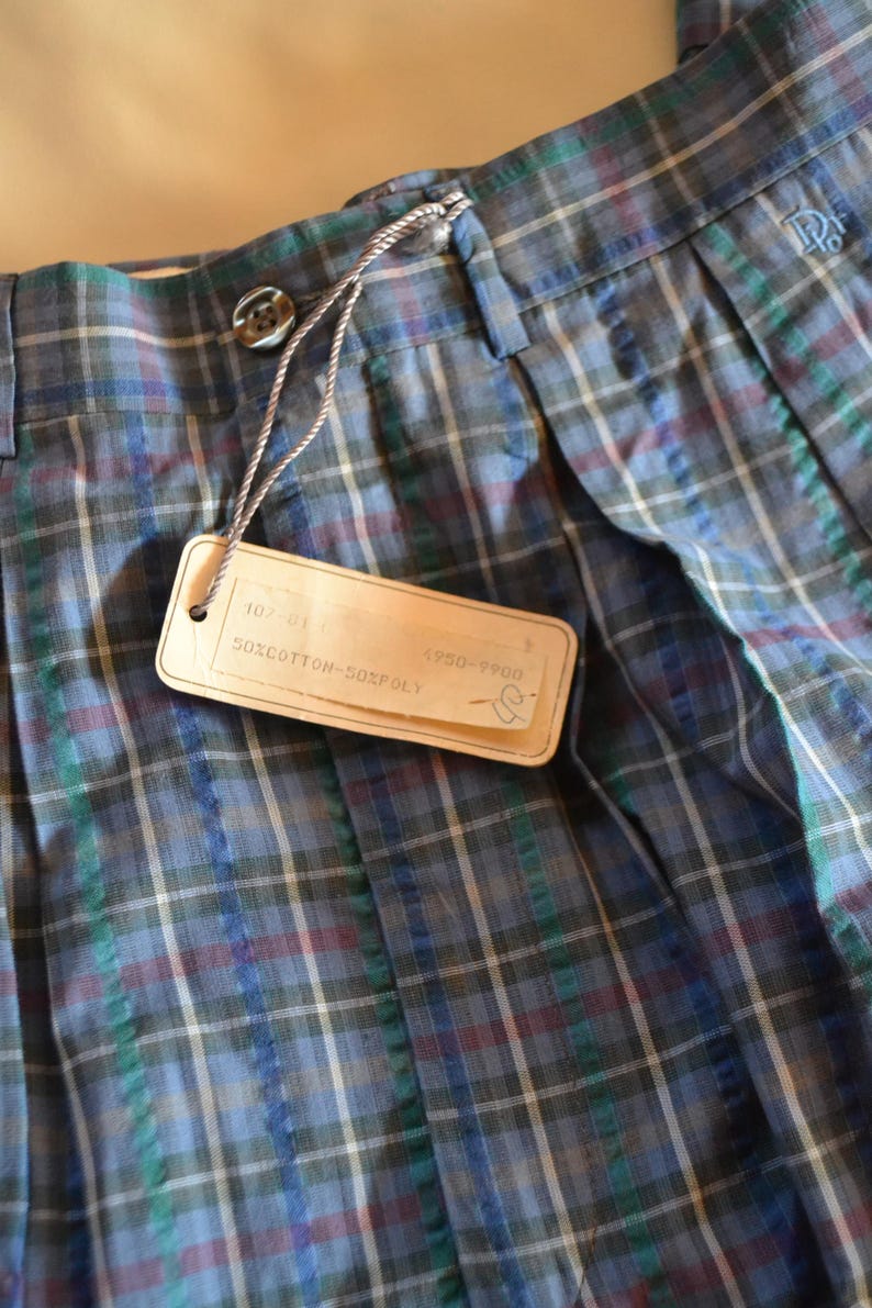 Christian Dior blue/multi color plaided 80s/90s pleated high waist relaxed straight-slightly tapered leg pants.size 40 image 11