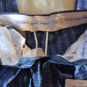 Christian Dior blue/multi color plaided 80s/90s pleated high waist relaxed straight-slightly tapered leg pants.size 40 image 12