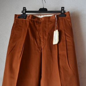 Christian Dior 80s/90s stock brown pleated straight-leg trousers.size 40,42,44