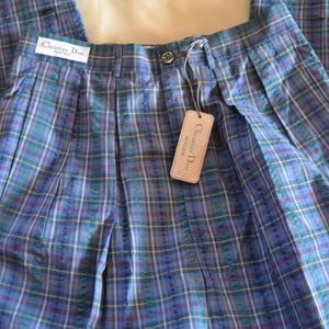 Christian Dior blue/multi color plaided 80s/90s pleated high waist relaxed straight-slightly tapered leg pants.size 40 image 8