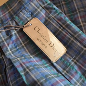 Christian Dior blue/multi color plaided 80s/90s pleated high waist relaxed straight-slightly tapered leg pants.size 40 image 9
