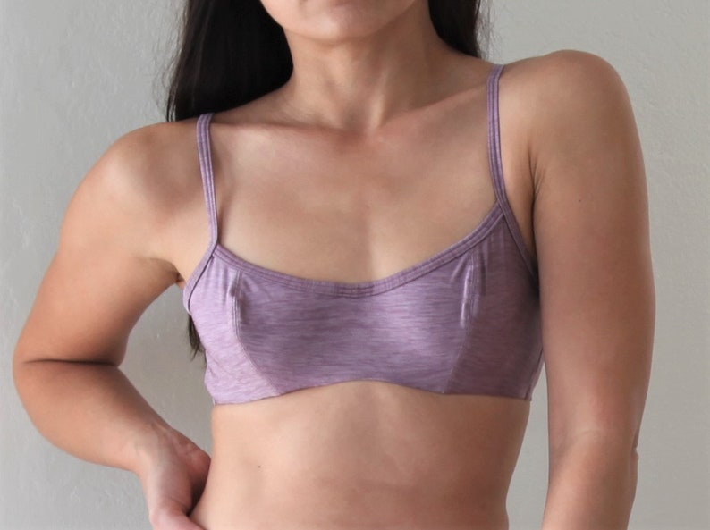 Vintage deadstock lilac purple stretch bustier bra,underwear top. 70 B 