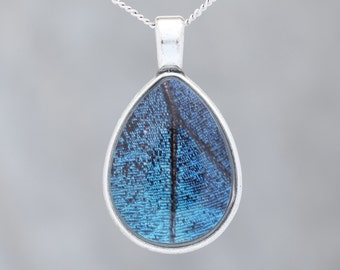 Blue Morpho  - Glow-in-the-dark pendant with an image of a Butterfly's wing- B3