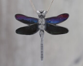 Galaxy Dragonfly Pendant made with a photo of Soap Film and the Carina Nebula!