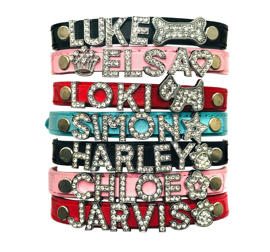 Custom Dog Collars With Name Personalized Crystal Rhinestones Etsy