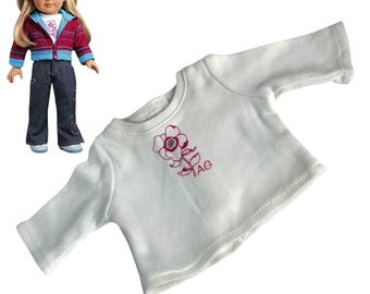 American Girl Doll Shirt Ready For Fun Meet Accessory Flower Jeweled Top White