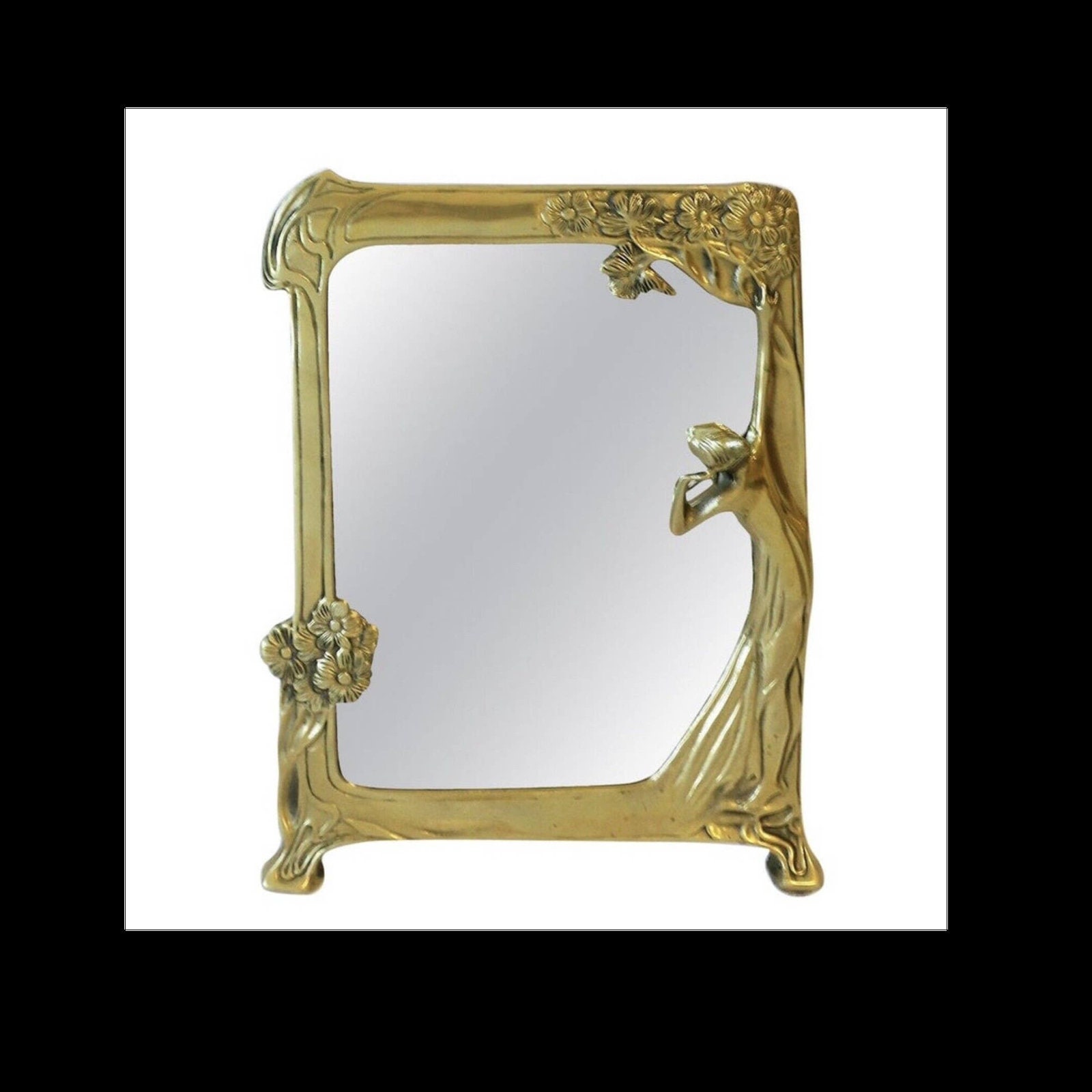 18+ Art Nouveau Brass Mirror