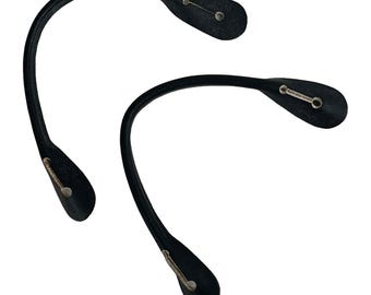 Black Leather Attachment Moustaches for Button-End Suspenders Braces Set 2 Vtg