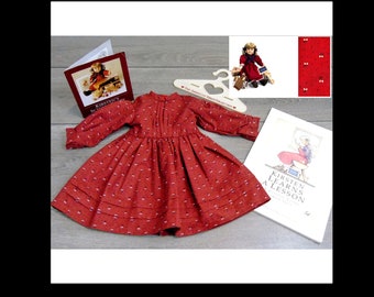 American Girl Doll Kleidung Rentner KIRSTEN SCHOOL DRESS + Book Pamphlet & Hanger