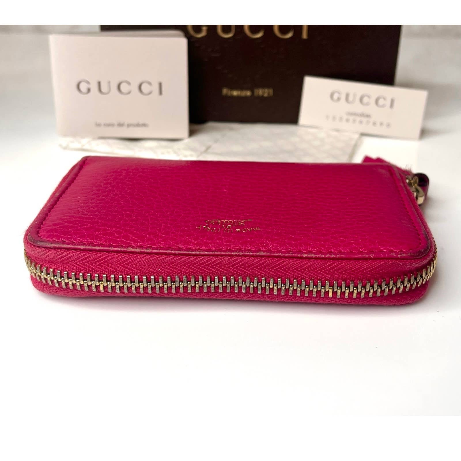 Gucci small pink wallet best sale