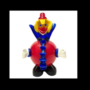 Vintage Authentic Murano Italy Art Glass 7.5&quot; Ball CLOWN FIGURINE Fratelli Pitau Sculpture