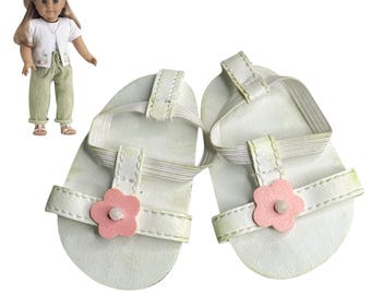 American Girl Doll Shoes Breezy Day Outfit White Sandals Pink Flower Accessories