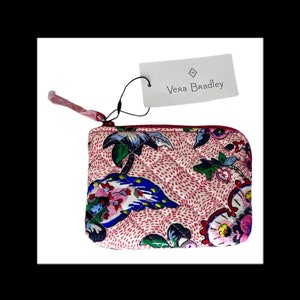 NUEVO Vera Bradley Iconic COIN PURSE Bolso Monedero con cremallera 3x5 Rosa Azul Floral
