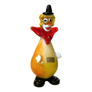 Vintage 1960 MURANO Italian Art Blown Glass Large 10&quot; CLOWN FIGURINE Venetian Fratelli Pitau Glass Hand Made Murano Italy Tag