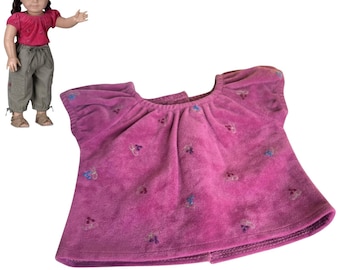 American Girl Doll Shirt Field Trip Outfit Faux Suede Purple Top Floral Vintage