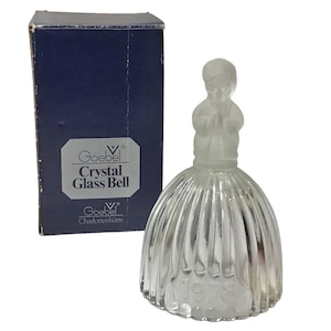 Goebel Glass Annual Bell 1978 Praying Child Boy Figural Handle Germany Glass Box