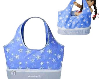 American Girl Doll Carrier Tote Bag Clothes Accessories Shoes Purple Star Purse