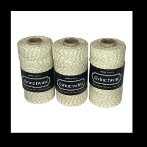 NEUE Packung (3) Divine Bakers Twine 100% Baumwolle 200 Yards 4 PLY Gold & weiße Schnur