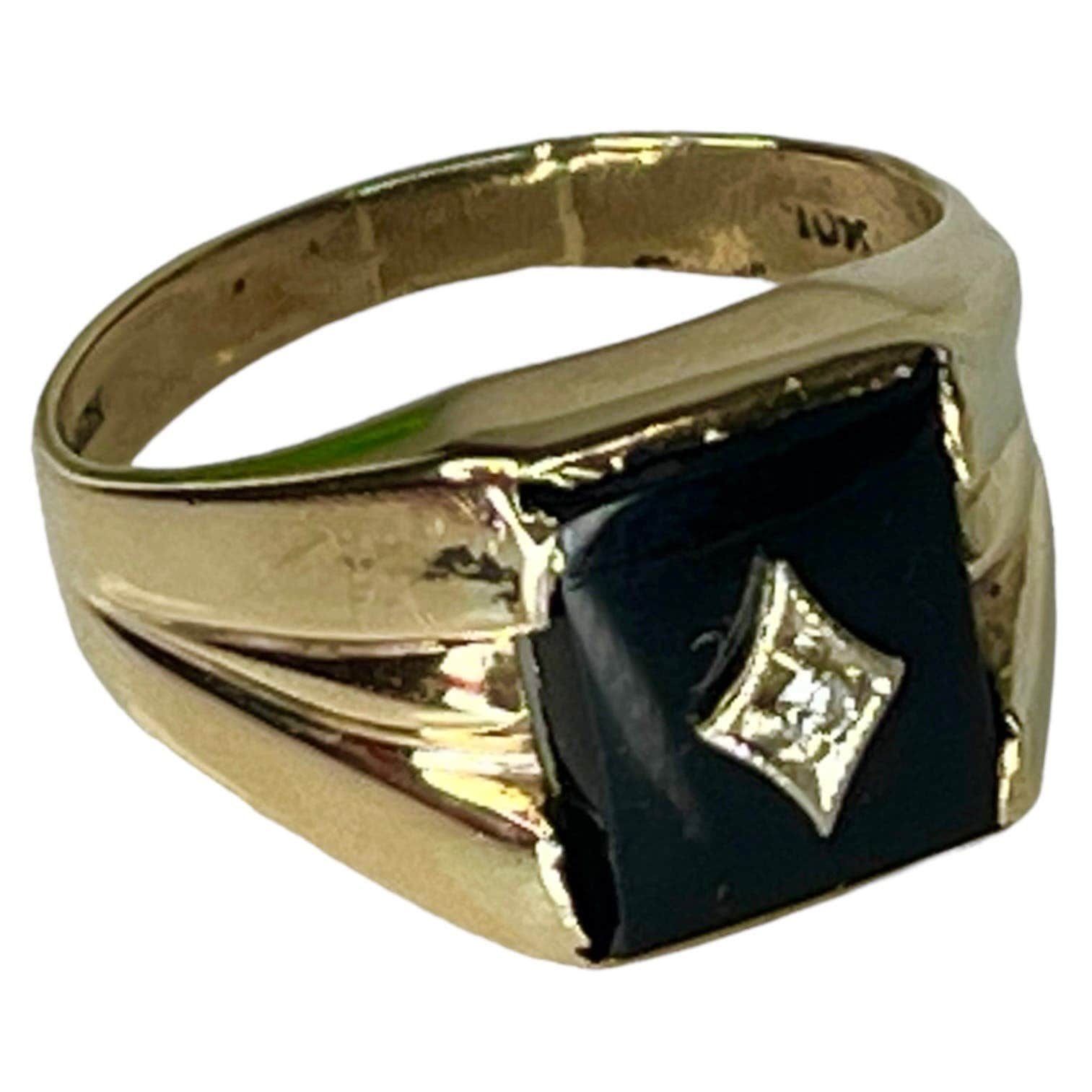 Vintage Retro Art Deco Men's Antique Romany Black ONYX