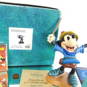 Disney Mickey Mouse Figurine & Book Brave Little Tailor Peter Pan Sword New Box image 1