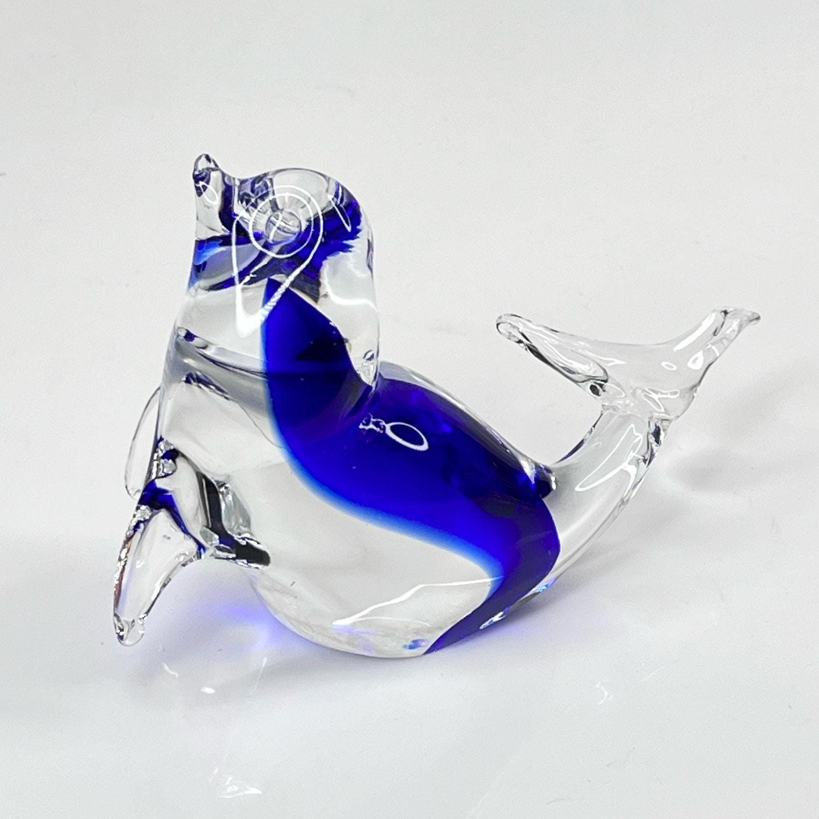 MURANO GLASS ムラノ ブルー ライオン モチーフ 装飾 デカンタ Formia Vetri Di Murano Sea Lion Glass Seal 6