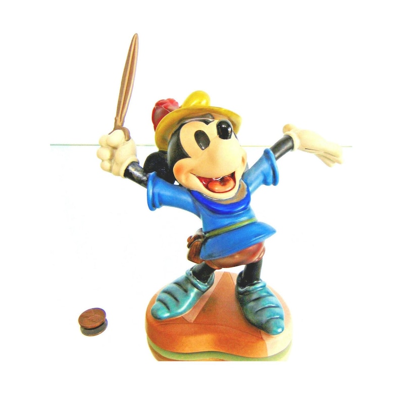 Disney Mickey Mouse Figurine & Book Brave Little Tailor Peter Pan Sword New Box image 2