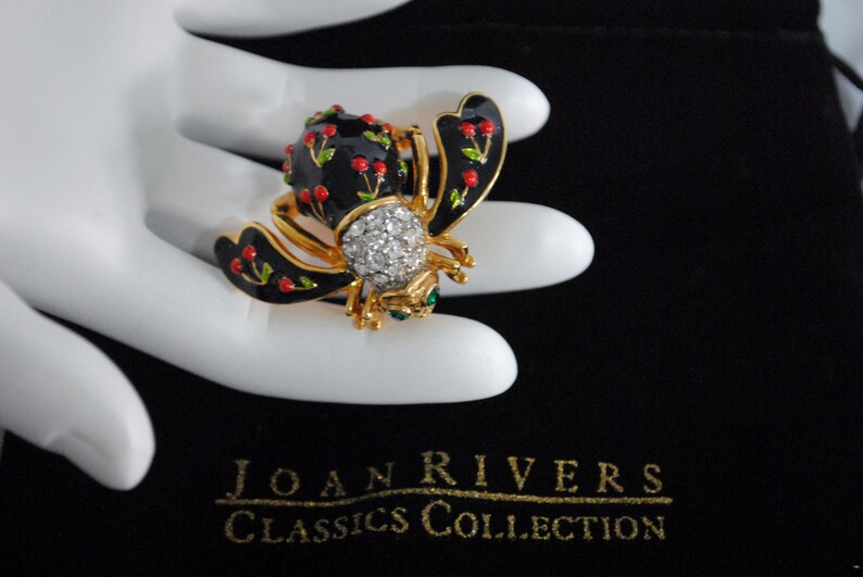 Joan Rivers Honey BEE PIN Brooch Black Cherry Red Cherries Etsy