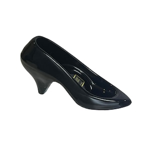 New Oneida Black Blown GLASS SLIPPER SHOE Ring Box Wedding Cake Topper Glass Slipper Shoe Decor