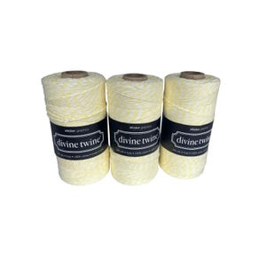 Neue Packung (3) Schnur 100% Baumwolle 200 Yards, 4-lagig Gelb Weiß Streifen Bakers Twine String Neu im Paket!