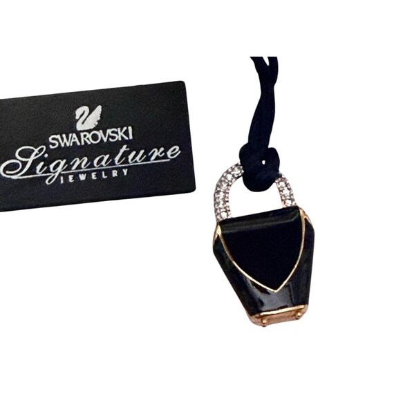 Swarovski Crystal Necklace Black Enameled Handbag Purse Pendant