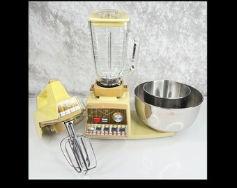 VTG Oster Stand MIXER BLENDER Combo Imperial Gold Stainless Steel Beaters Bowls