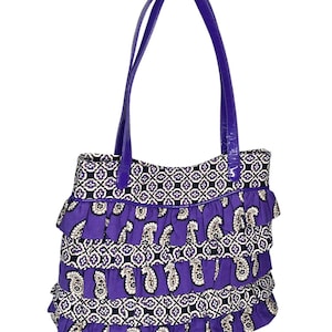Vera Bradley RUFFLE HANDBAG Simply Violet Cha Cha Purple Paisley Shoulder Purse