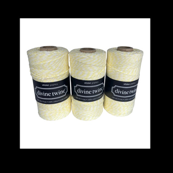 Nouveau paquet de 3 ficelles divine Twine 100 % coton 240 mètres, 4 plis jaune à rayures blanches Bakers ficelle Nouveau dans l'emballage !