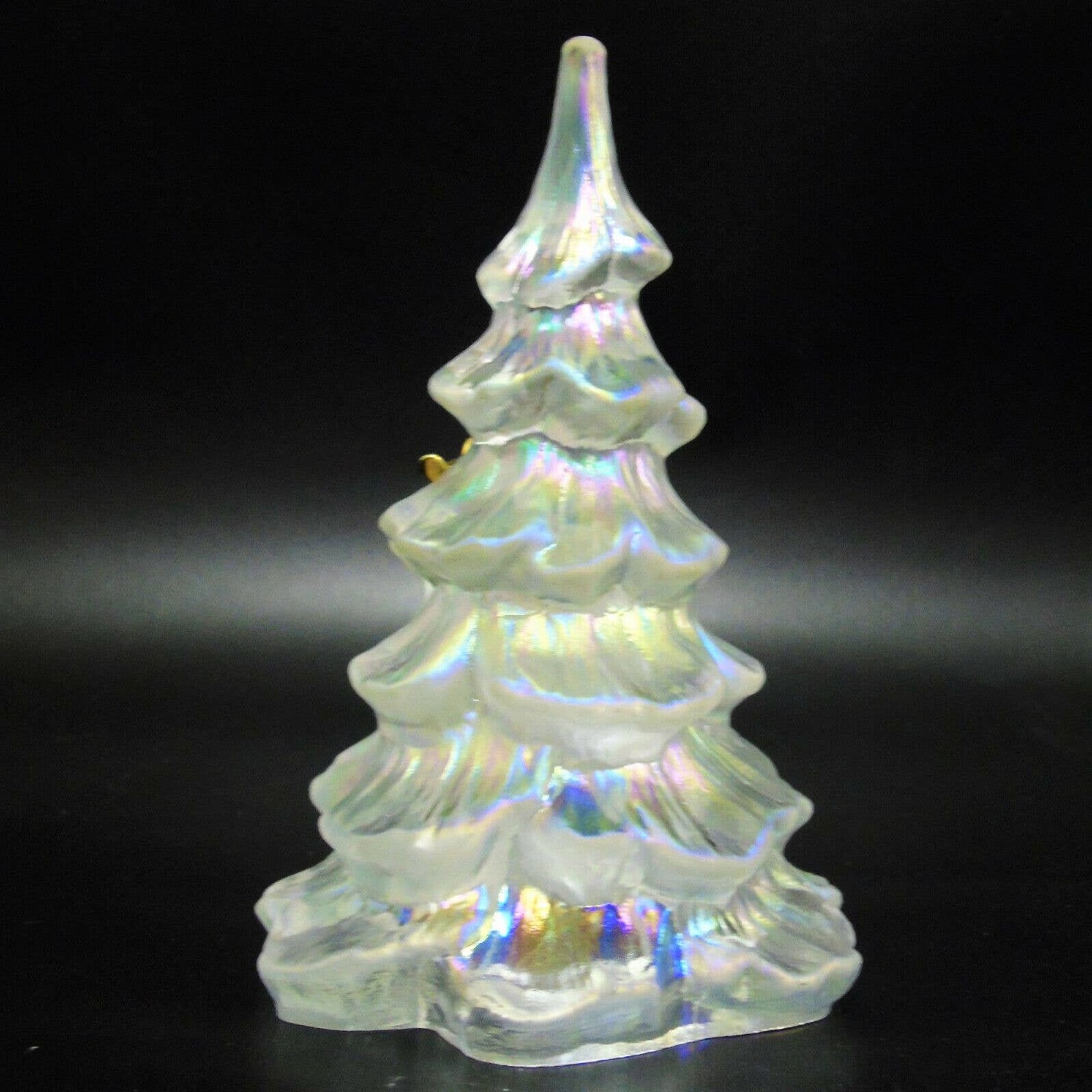 Vintage Fenton Glass CHRISTMAS TREE 6.5 FIGURINE Large White Iridescent