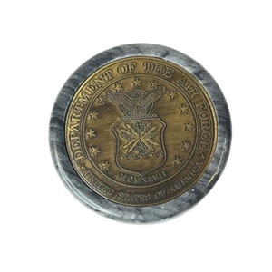US Air Force Service Medallion Brass Marble Paperweight United States of America