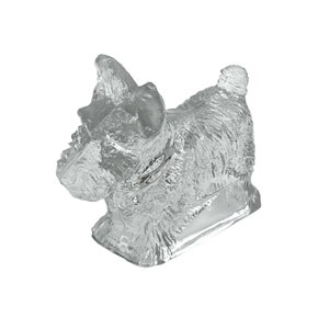 Vintage Glass SCOTTIE DOG FIGURINE 4&quot; Terrier Puppy Mosser Art Clear Pressed