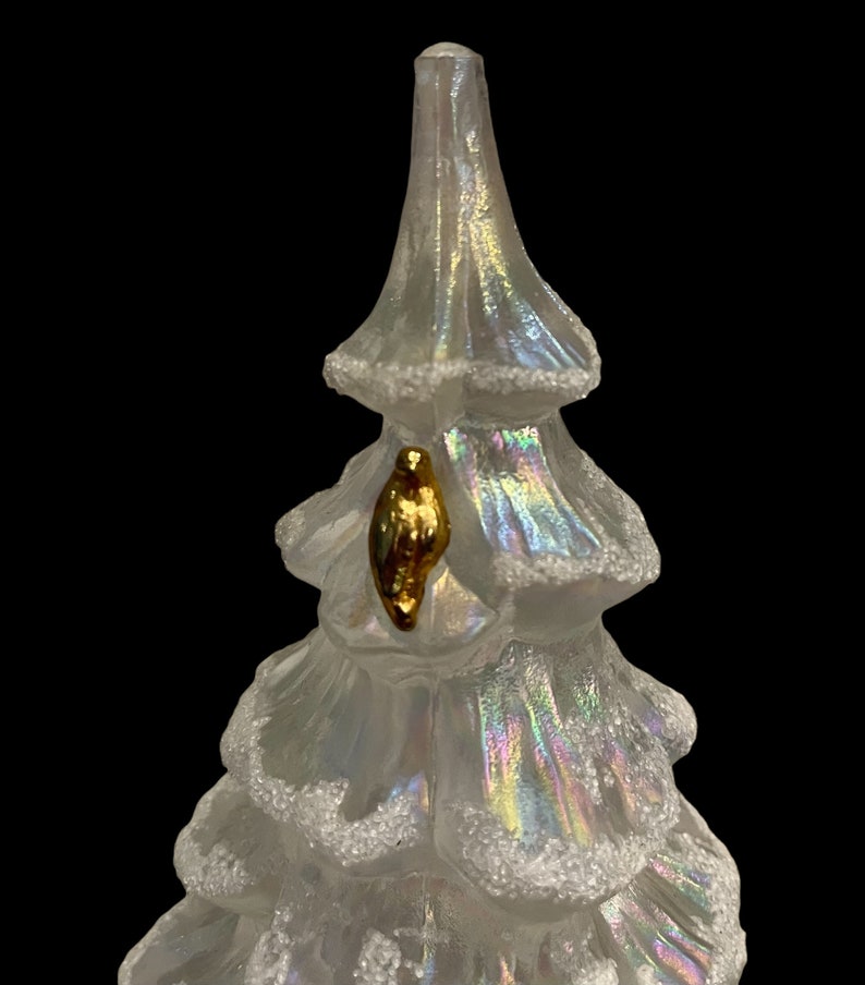 Vintage Fenton Glass CHRISTMAS TREE Large 6.5 Snow Frosted Iridescent