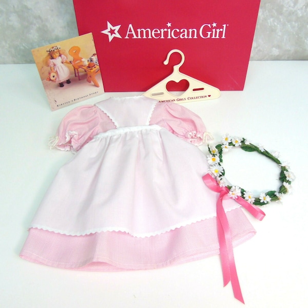 American Girl Kirsten Dress Lot – 6 Pieces, Meet/Summer/Work/Midsummer, Ribbons & Whistle, GUC